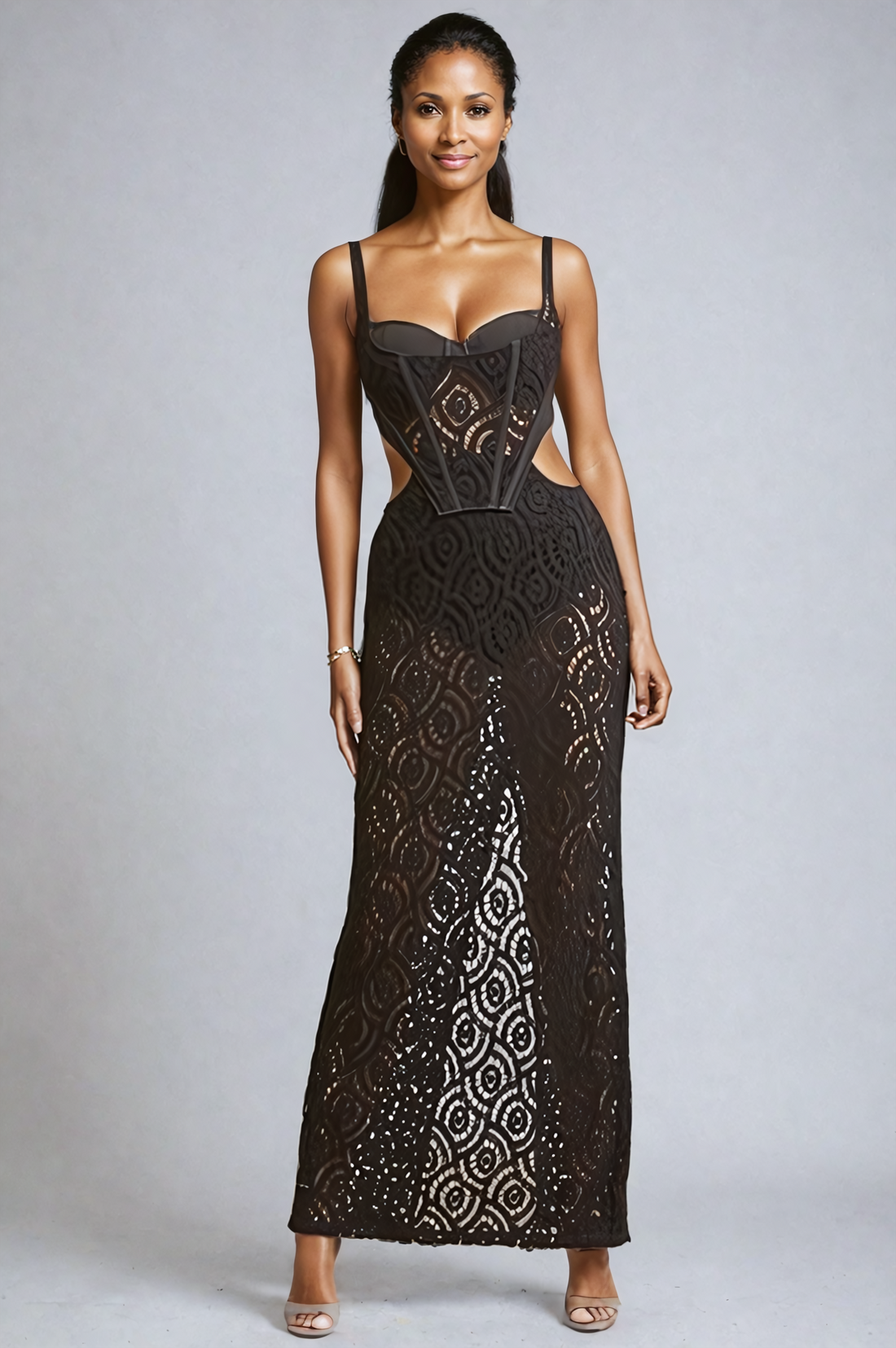 Seductive Noir Crochet Corset Dress