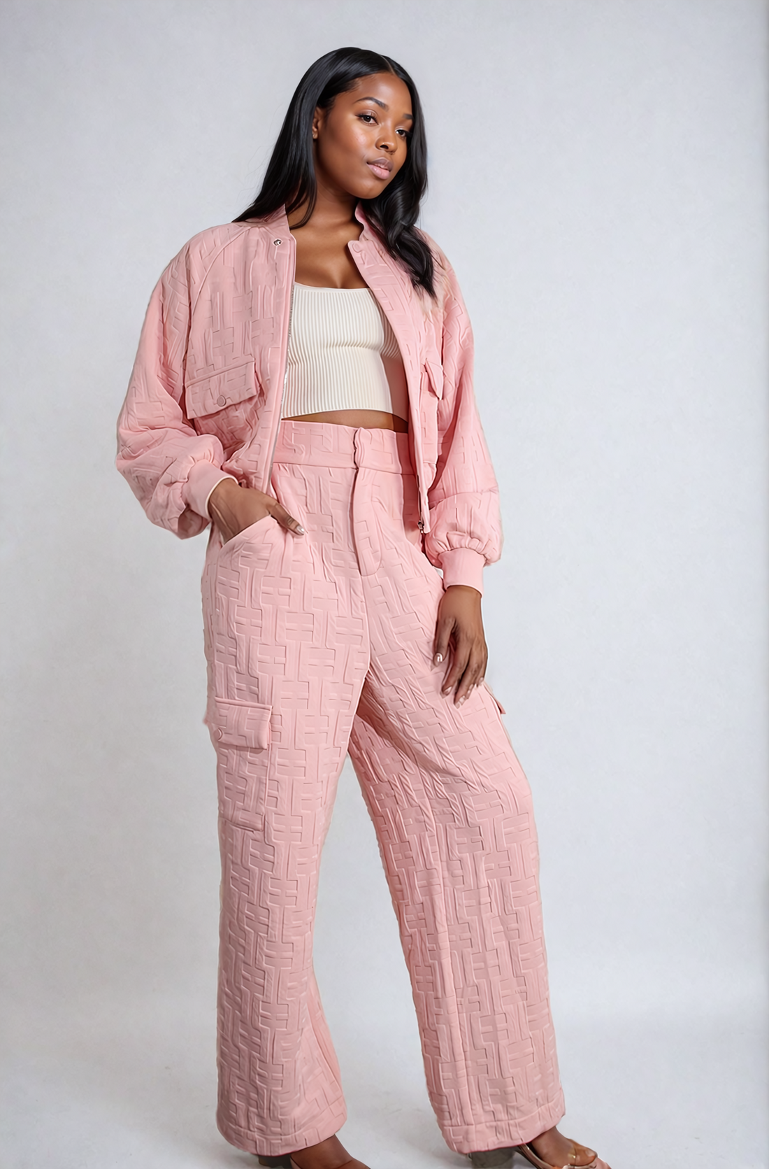 Blush Vibes Bomber Set